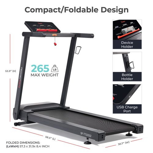 sunny health fitness Treadmill INTERACTIVE SLIM AUTO INCLINE SF T722022 6