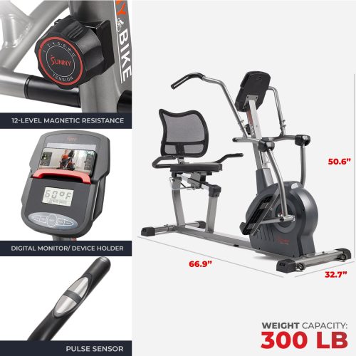 sunny health fitness bikes elite interactive series exercise recumbent bike SF RBE420049 06