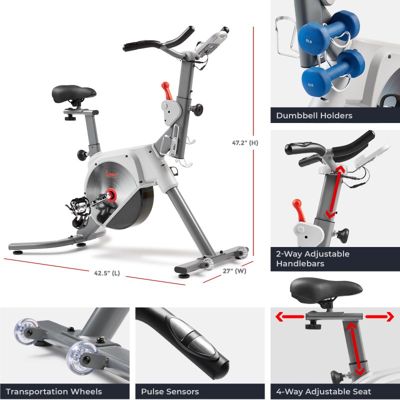 sunny health fitness bikes prime magnetic belt drive indoor cycling bike sf b122061 06