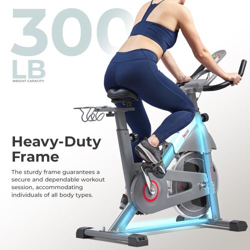 sunny health fitness bikes smart magnetic resistance exercise bike with dumbbell holder sf b123033 4