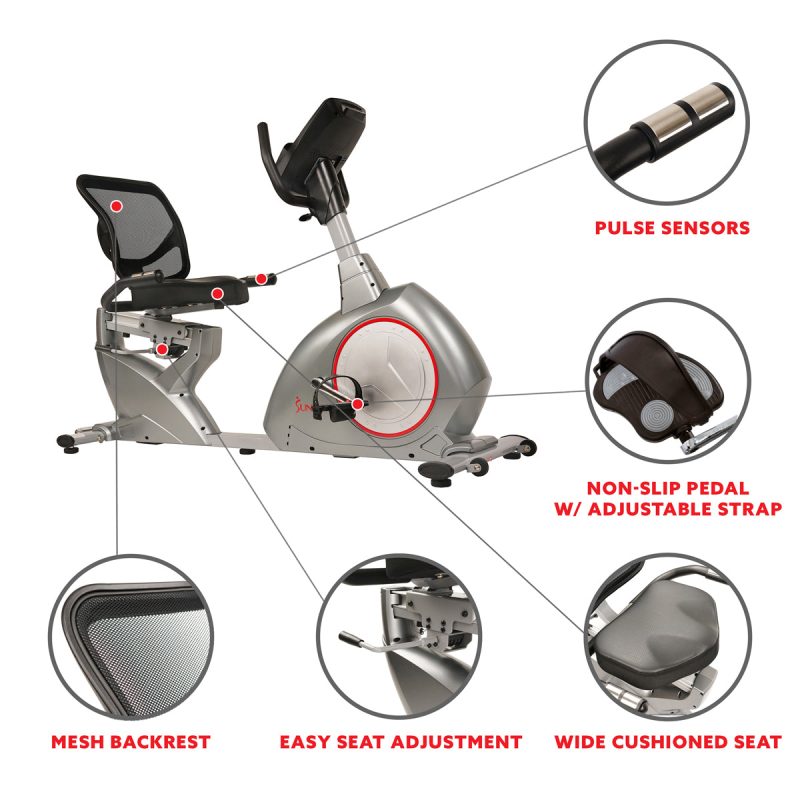 sunny health fitness bikes stationary recumbent bike exercise bike self powered cycling USB charging function SF RB4880 04