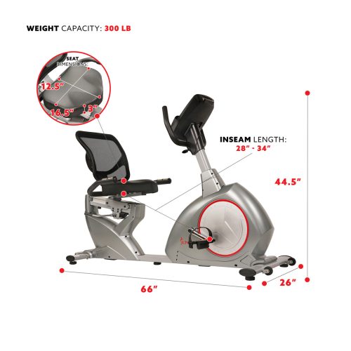 sunny health fitness bikes stationary recumbent bike exercise bike self powered cycling USB charging function SF RB4880 06