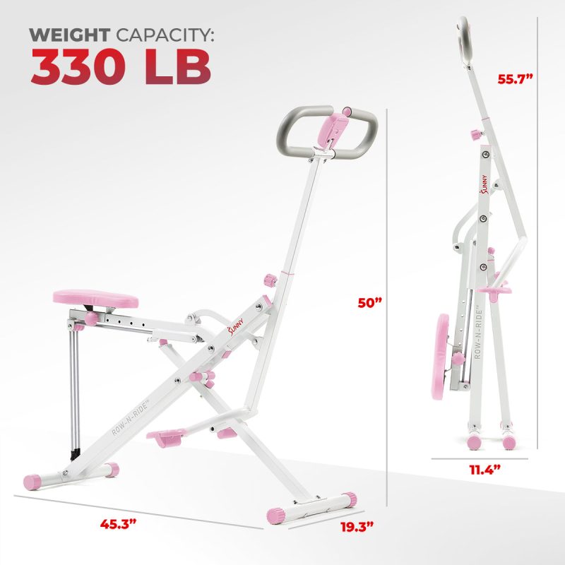 sunny health fitness rowers upright row n ride exerciser pink P2100 06