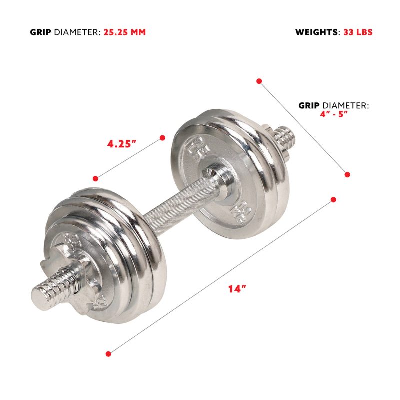 sunny health fitness strength 33 lbs dumbbell chrome set No.014 04