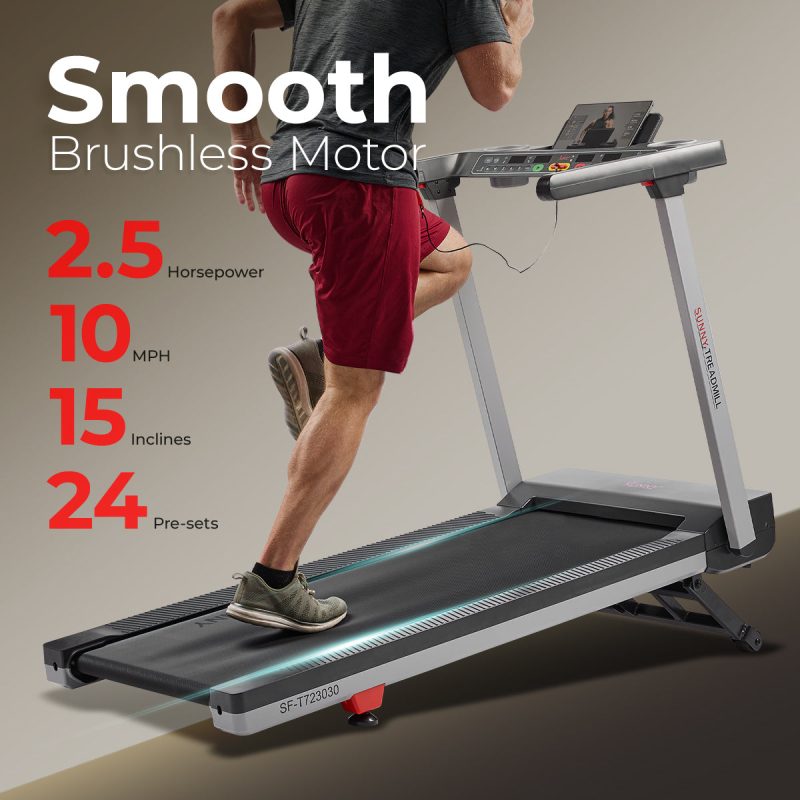 sunny health fitness treadmills foldable auto incline treadmill 20inch brushless motor 2