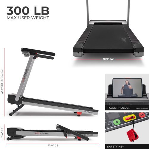 sunny health fitness treadmills foldable auto incline treadmill 20inch brushless motor 7