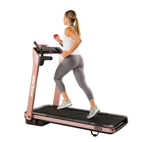 sunny health fitness treadmills spaceflex running treadmill auto incline foldable wide deck pink 7750P 07