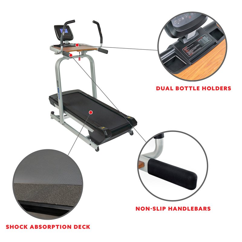 sunny health fitness treadmills treadmill workstation desk auto incline at 40 max wide treadmill USB charging 9700 04